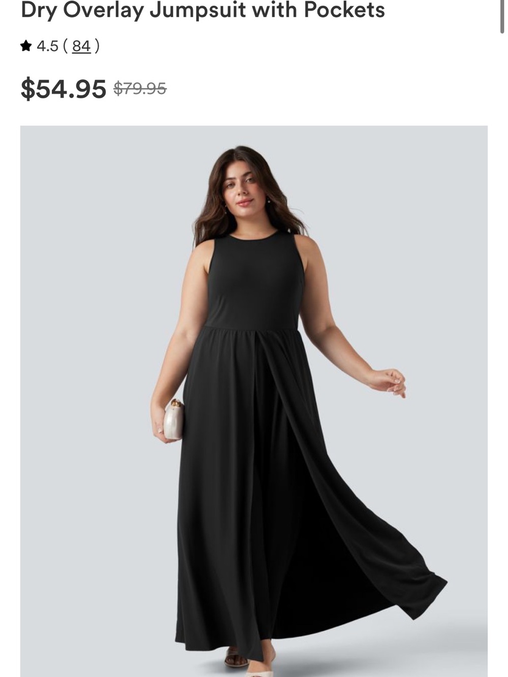 Black Sleeveless Overlay Jumpsuit with Pockets